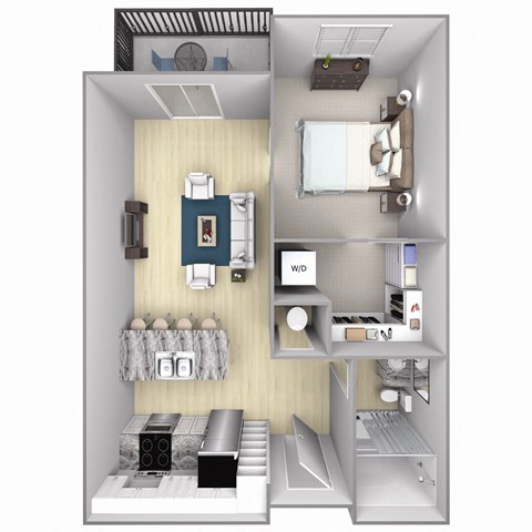 Floor plan for studio, 1 bath, 567 sqft